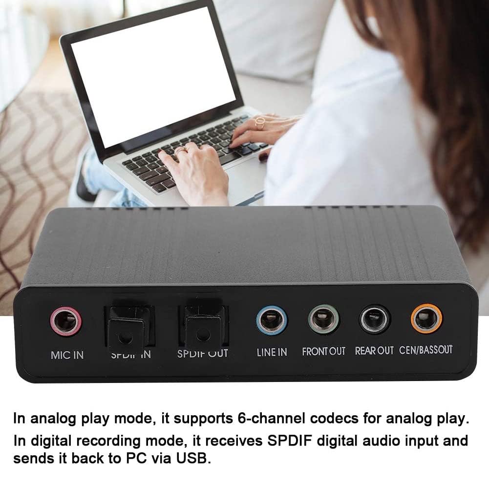 LAUDS External USB Sound Card for PC & Laptop - High-Quality Audio Adapter for Karaoke, Gaming, Streaming (Black) | Perfect for Home Studio, Online Meetings & Music Recording