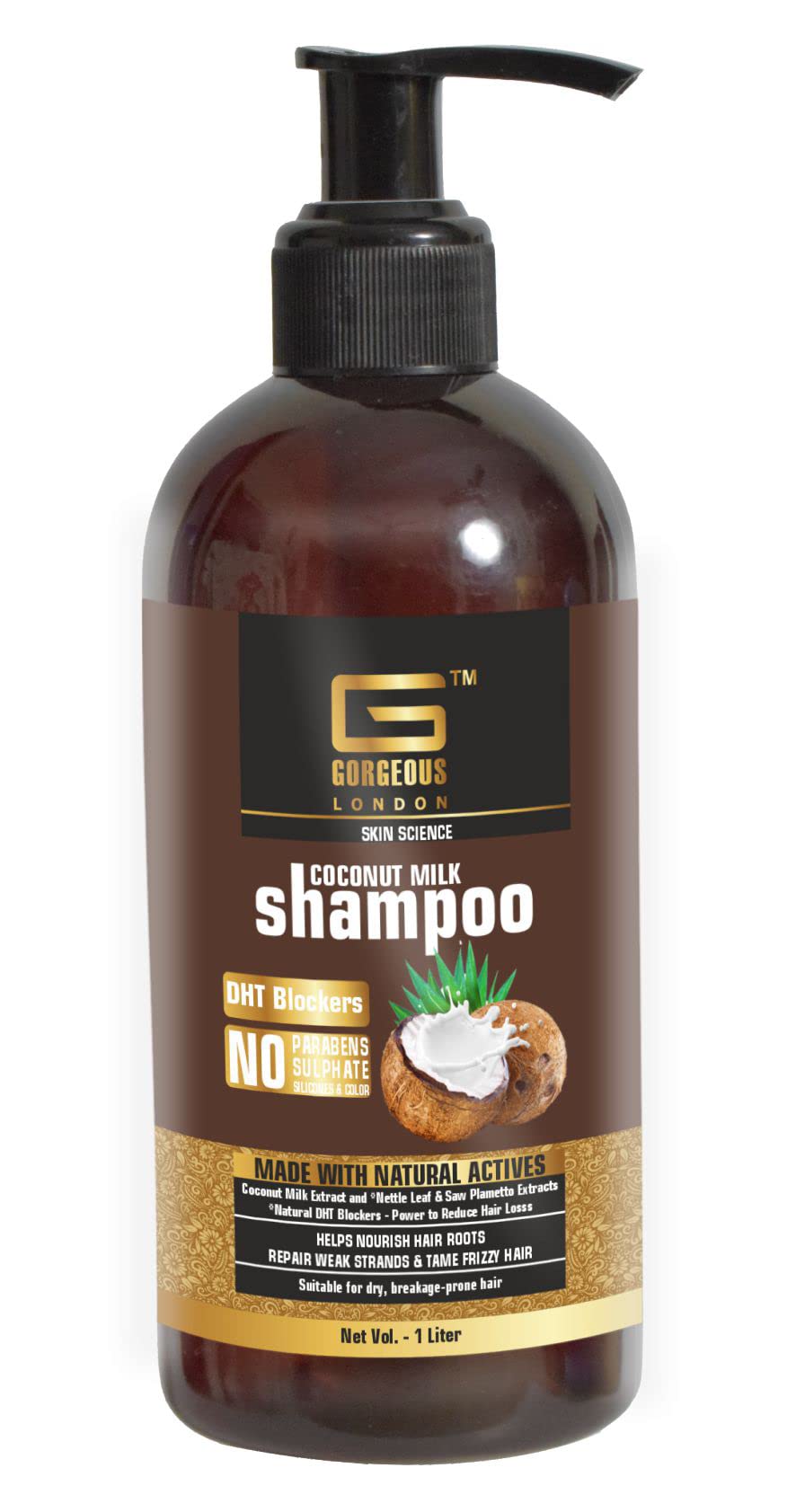 London Coconut Milk Hair Conditioner 1L - DHT Blockers for Frizz-Free, Shiny & Strong Hair | Paraben, Sulfate, Silicone & Color Free | Natural Ingredients | Perfect for Dry, Damaged & Curly Hair Care at Home or Salon