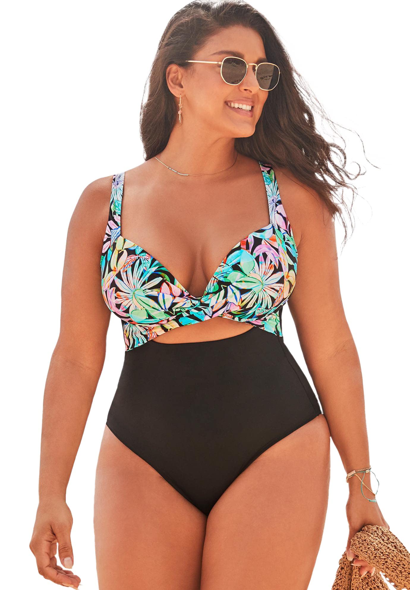 Plus Size Women's Cut Out Underwire One Piece Swimsuit - Sexy & Supportive Bathing Suit for Curvy Women | Perfect for Beach Vacations, Pool Parties & Summer Getaways