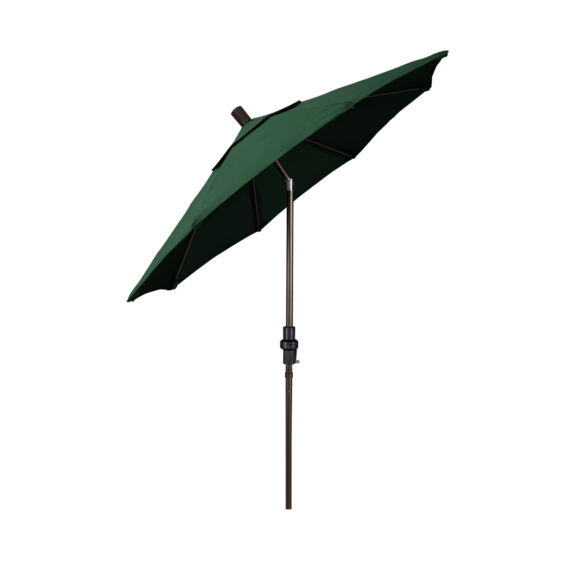 7.5' Round Patio Umbrella with Crank Lift & Tilt - Aluminum Pole & Fiberglass Ribs - Bronze Finish & Sunbrella Forest Green Fabric - Perfect for Poolside, Garden, and Outdoor Dining Areas