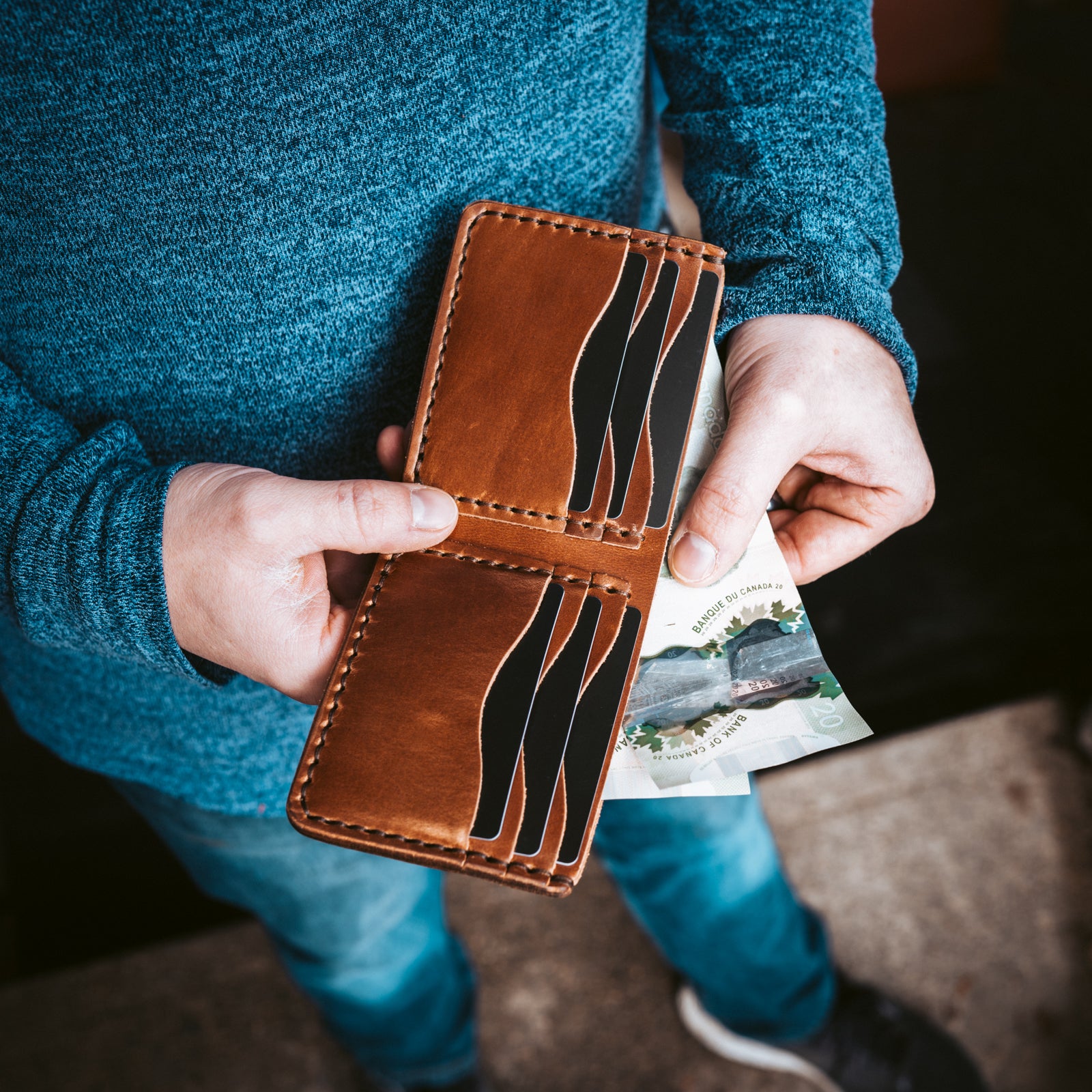 Genuine Leather Bifold Wallet for Men - Slim RFID Blocking Credit Card Holder with ID Window - Perfect for Everyday Use, Travel & Business