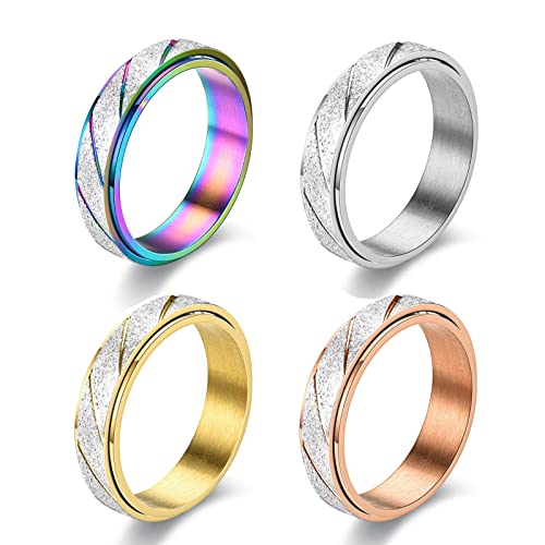 6mm spinner rings 4pcs/ Frosted+Diagonal