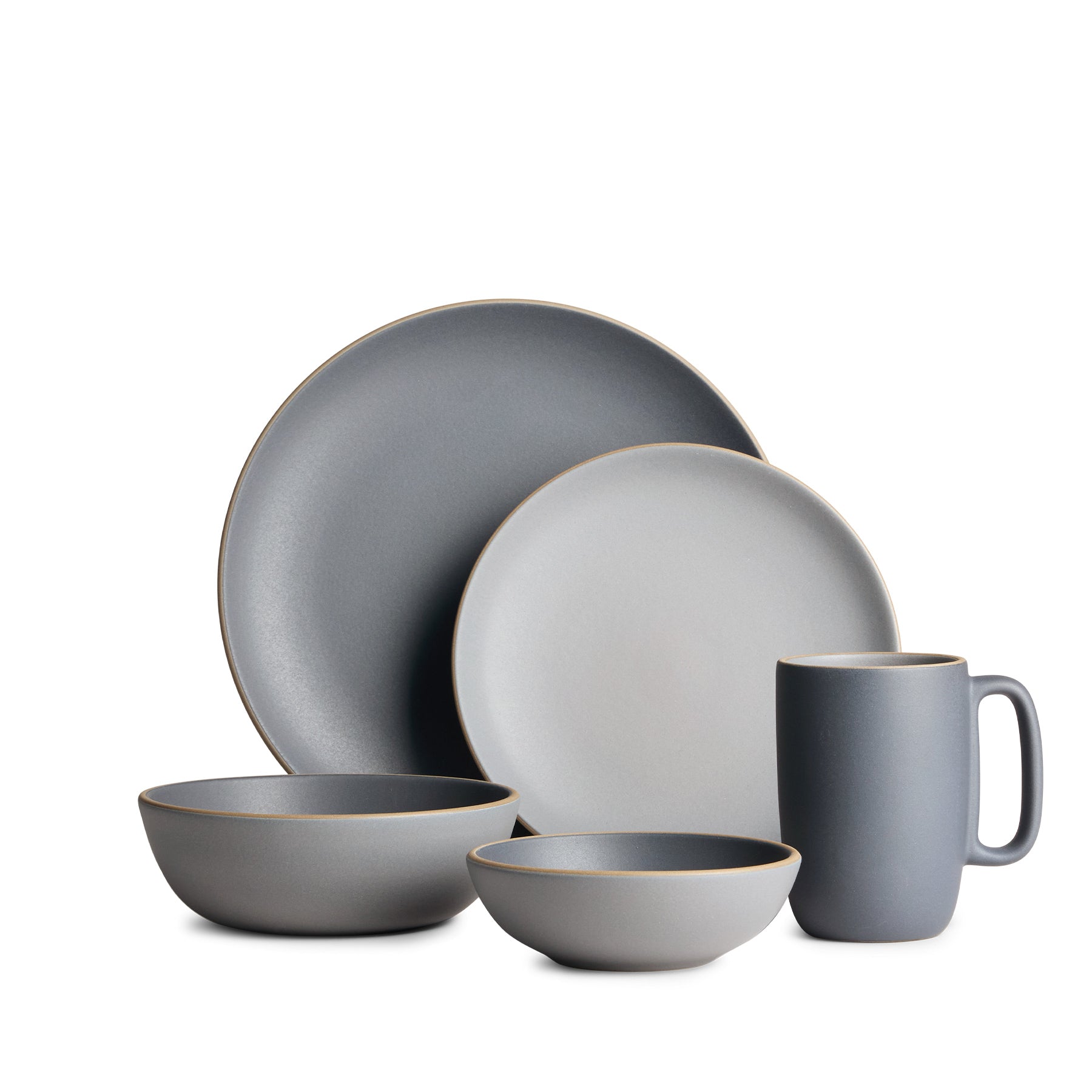 Indigo Slate 5-Piece Dinnerware Set - Elegant Stoneware Plates & Bowls for Everyday Dining, Dinner Parties & Home Decor