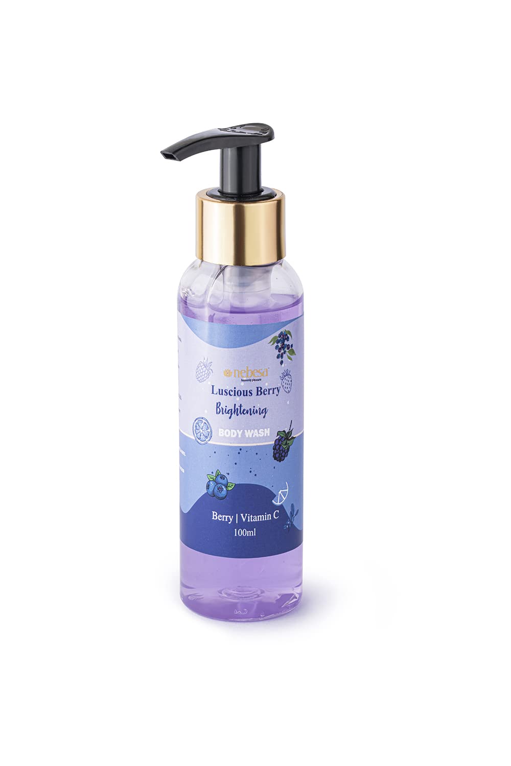 Nebesa Luscious Berry Brightening Body Wash with Berries & Honey - Hydrating & Refreshing for All Skin Types | 100ml | Perfect for Morning Showers & Post-Workout Refreshment