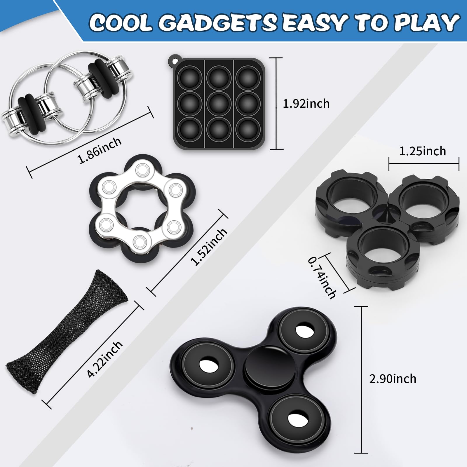 6Pcs Fidget Toys for Adults & Kids 8+ - Easter Basket Stuffers, ADHD Autism Sensory Toys, Cool EDC Gadgets, Desk & Classroom Fidget Spinners, Magnetic Rings for Stress Relief & Focus