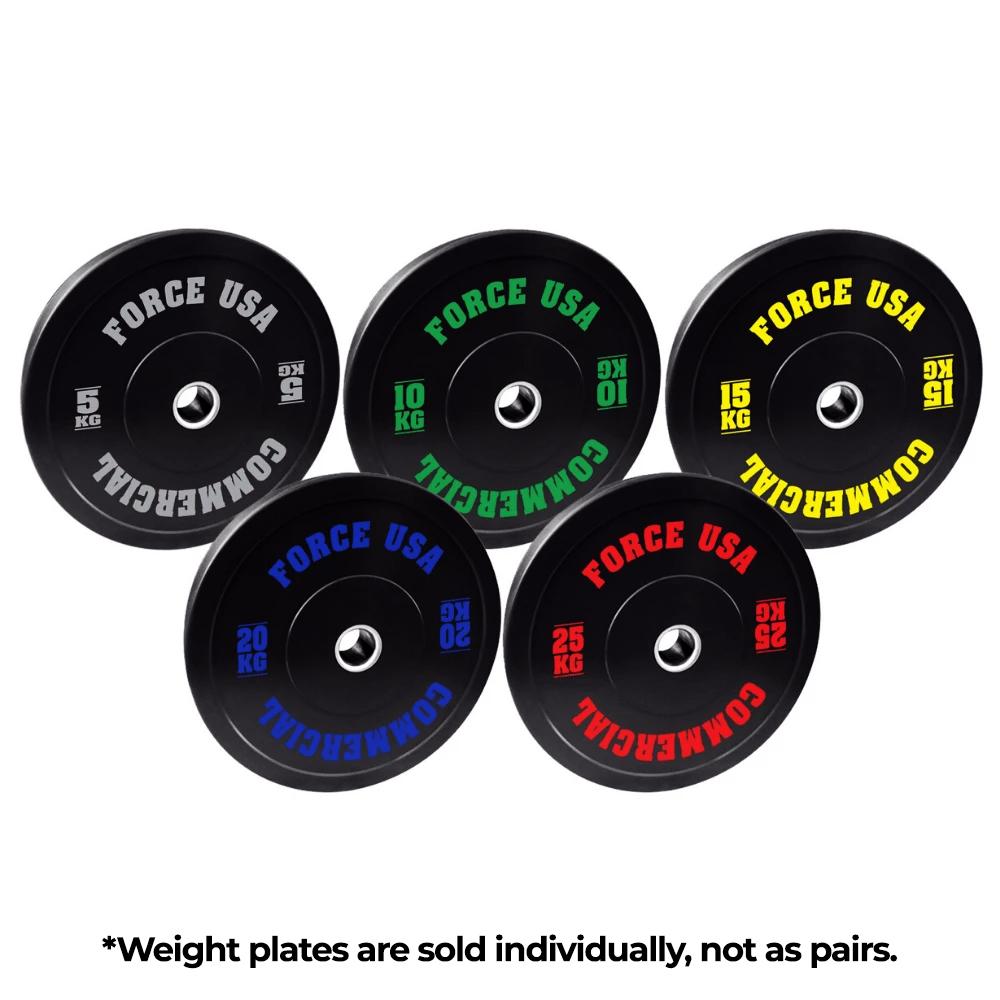 Force USA Ultimate Training Bumper Plates - Olympic Weight Plates for CrossFit, Powerlifting & Home Gym (Pair/Single) - Durable Rubber Coated for Drop Protection & Quiet Workouts