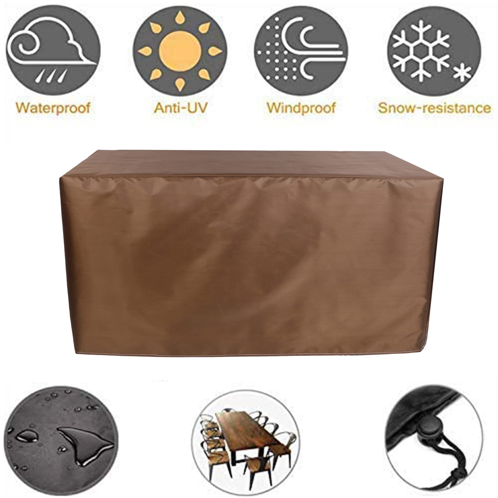 Waterproof Patio Furniture Covers 35×35×30 Inch - Outdoor Table and Chairs Set Protector, Heavy Duty Rectangular Table Cover for Garden, Deck, Backyard - Perfect for Rain, Snow & UV Protection
