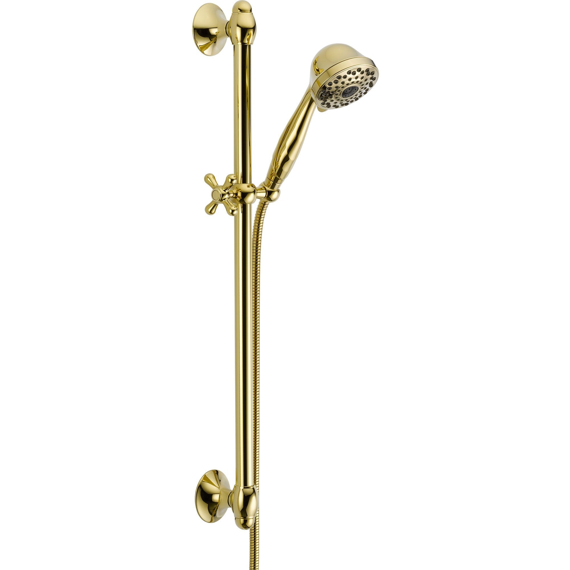Delta 7-Setting Polished Brass Handheld Shower Head with Slide Bar - 561105 - Perfect for Bathroom Renovation & Spa-Like Shower Experience