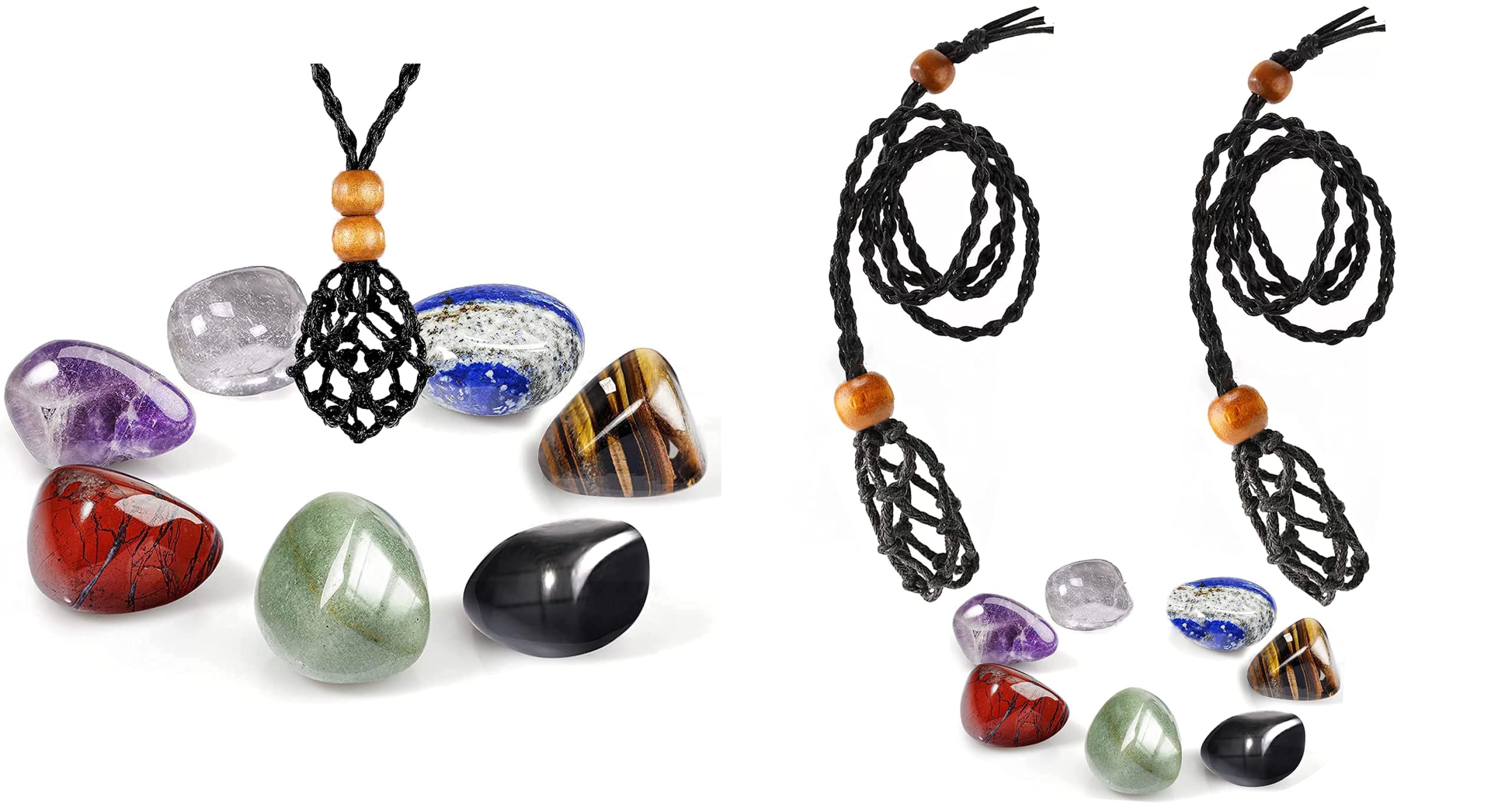 **Phinicco Adjustable Crystal Pendant Necklace - Empty Stone Holder with Crystal Stones, Black Cage Necklace for Healing Crystals & Jewelry Making | Perfect for Spiritual Healing, Meditation & DIY Jewelry**