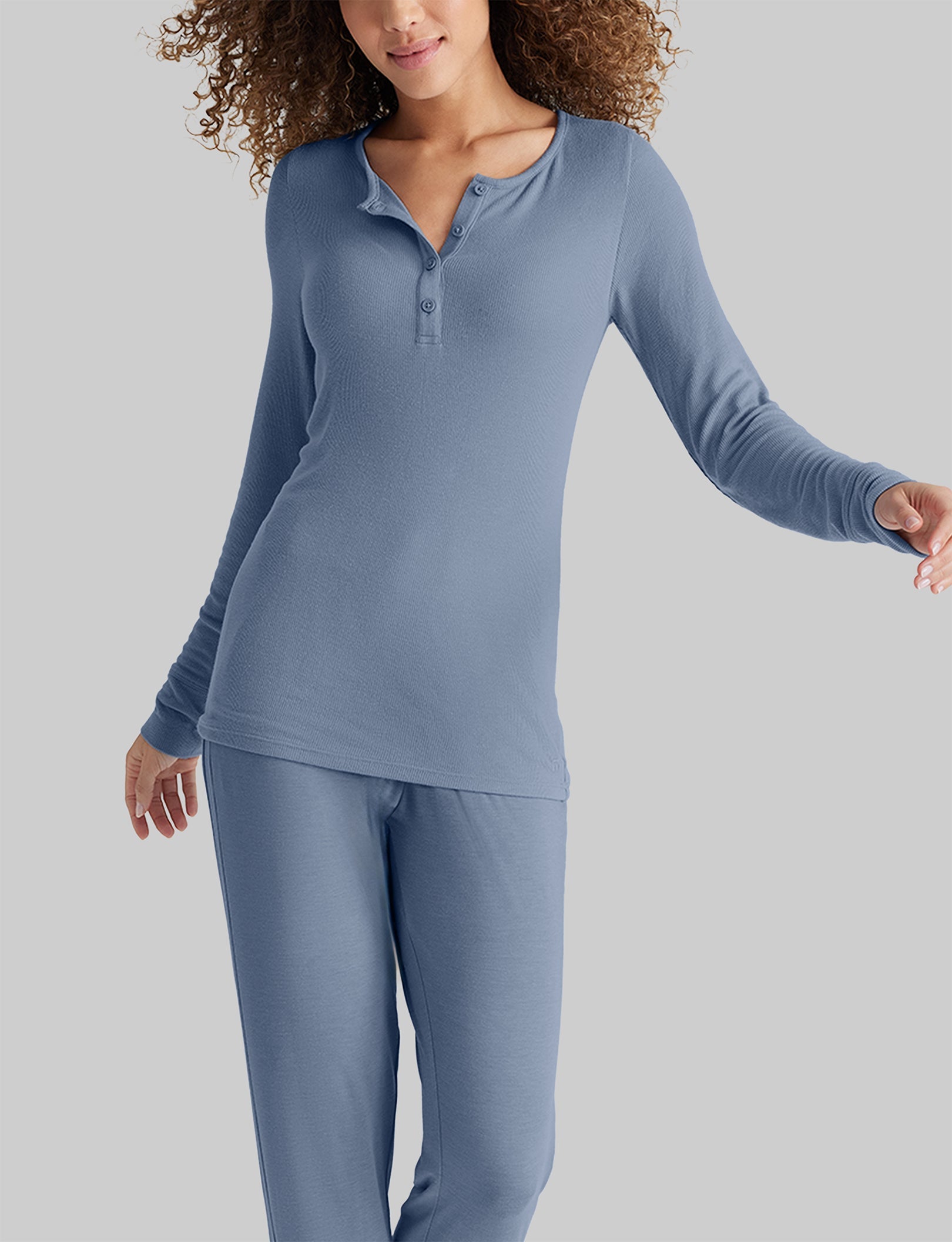 Women's Casual Henley Top - Soft Long Sleeve Button Down Shirt for Relaxing at Home, Lounging & Weekend Outfits