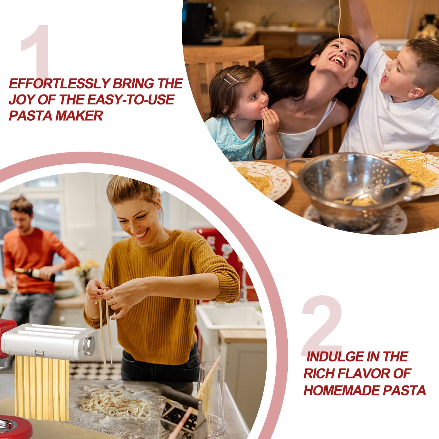 KitchenAid Pasta Maker Attachment - Stainless Steel Pasta Roller & Cutter Set for Stand Mixers (Includes Spaghetti & Fettuccine Cutters) - Perfect for Homemade Italian Pasta, Lasagna & Fresh Noodle Making