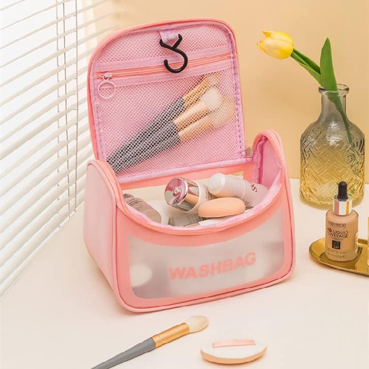 Nightstar 4-Pack Clear PVC Zipper Cosmetic Travel Wash Bag - Waterproof Toiletry & Makeup Organizer Pouch for Women & Girls (Pink) - Perfect for Travel, Gym, Camping & Daily Use