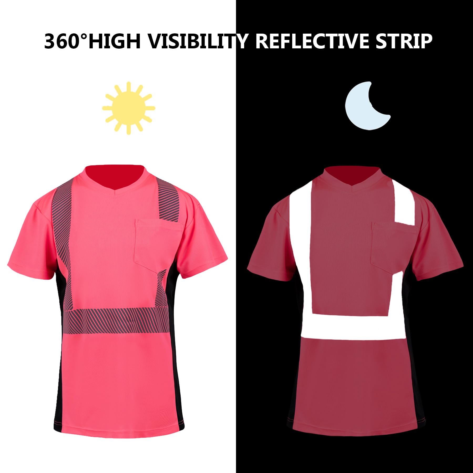 ANSI Class 2 High Visibility Safety Shirts for Women - Reflective Work T-Shirts with Short Sleeves | Construction, Road Work & Night Shift Safety Apparel