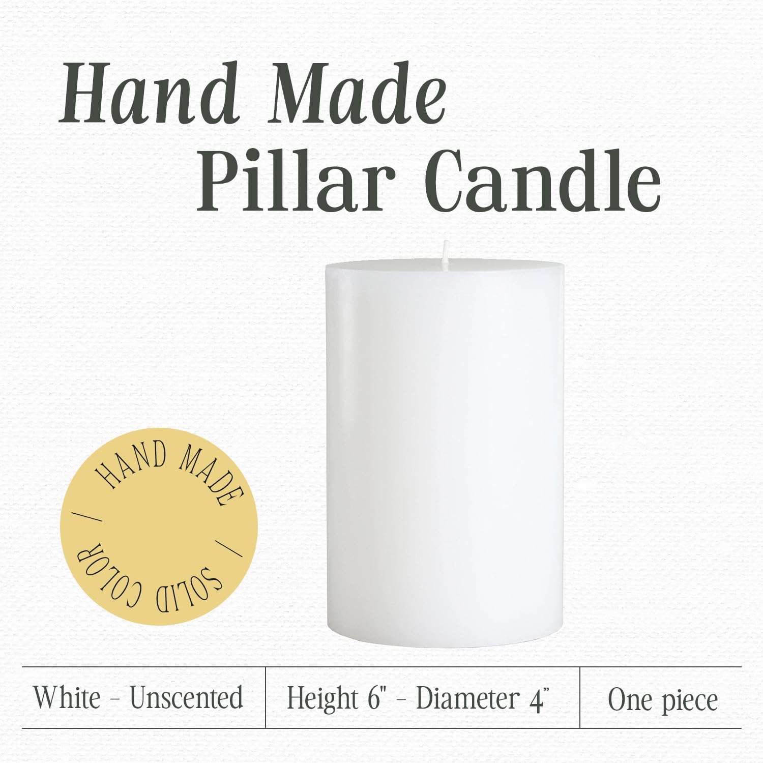 Premium Unscented White Pillar Candle 4x6 Inches - Hand-Poured Pure Wax for Elegant Home Decor, Weddings & Relaxation - Smokeless, Dripless, 120-Hour Burn Time - Perfect for Dining Tables, Spa Rooms & Meditation Spaces