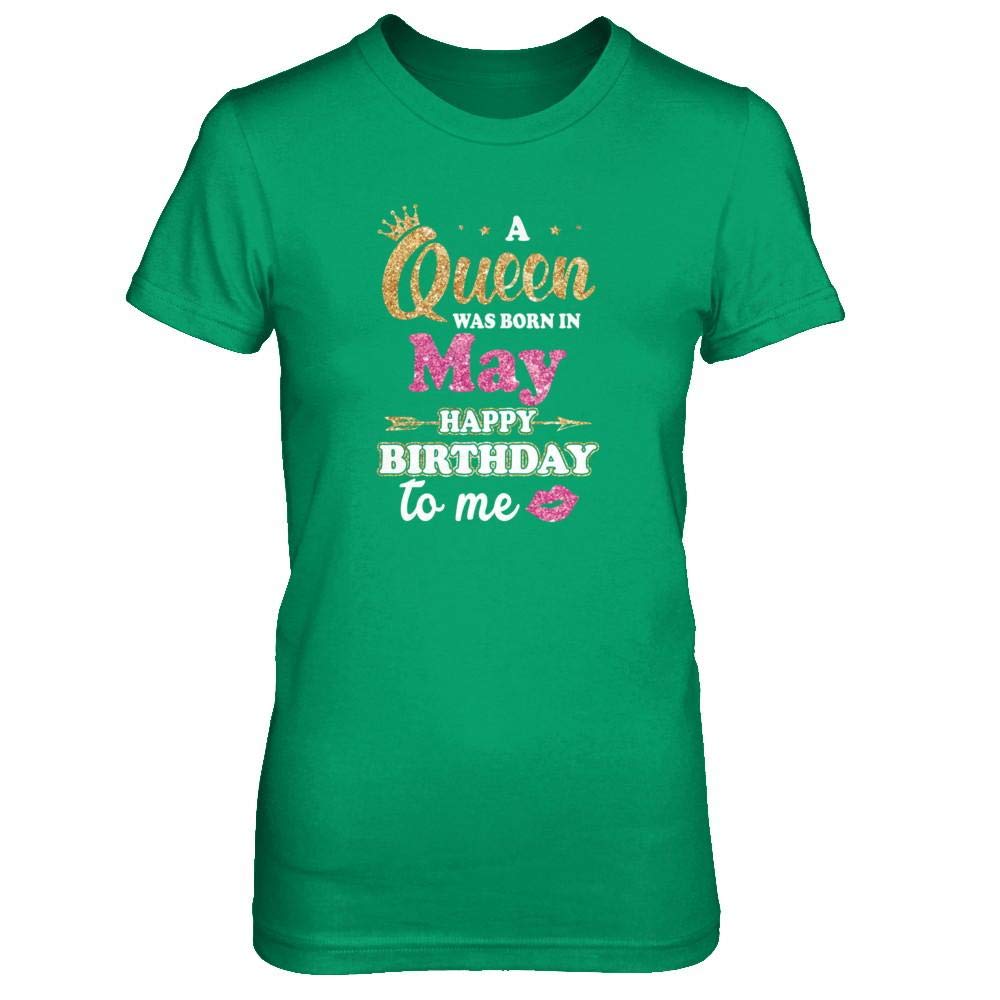 Women's 'A Queen Was Born in May' Birthday Gift T-Shirt - Short Sleeve Ladies Tee for Birthday Celebrations & Casual Wear