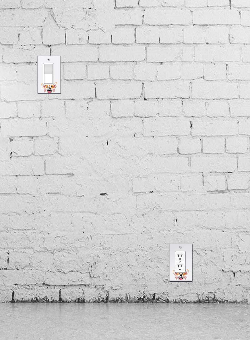 WIRESTER Single Gang Decorator Light Switch Plate Cover - Red Pembroke Welsh Corgi Dog Design | Decorative Wall Plate for Home, Office & Pet Lover Rooms