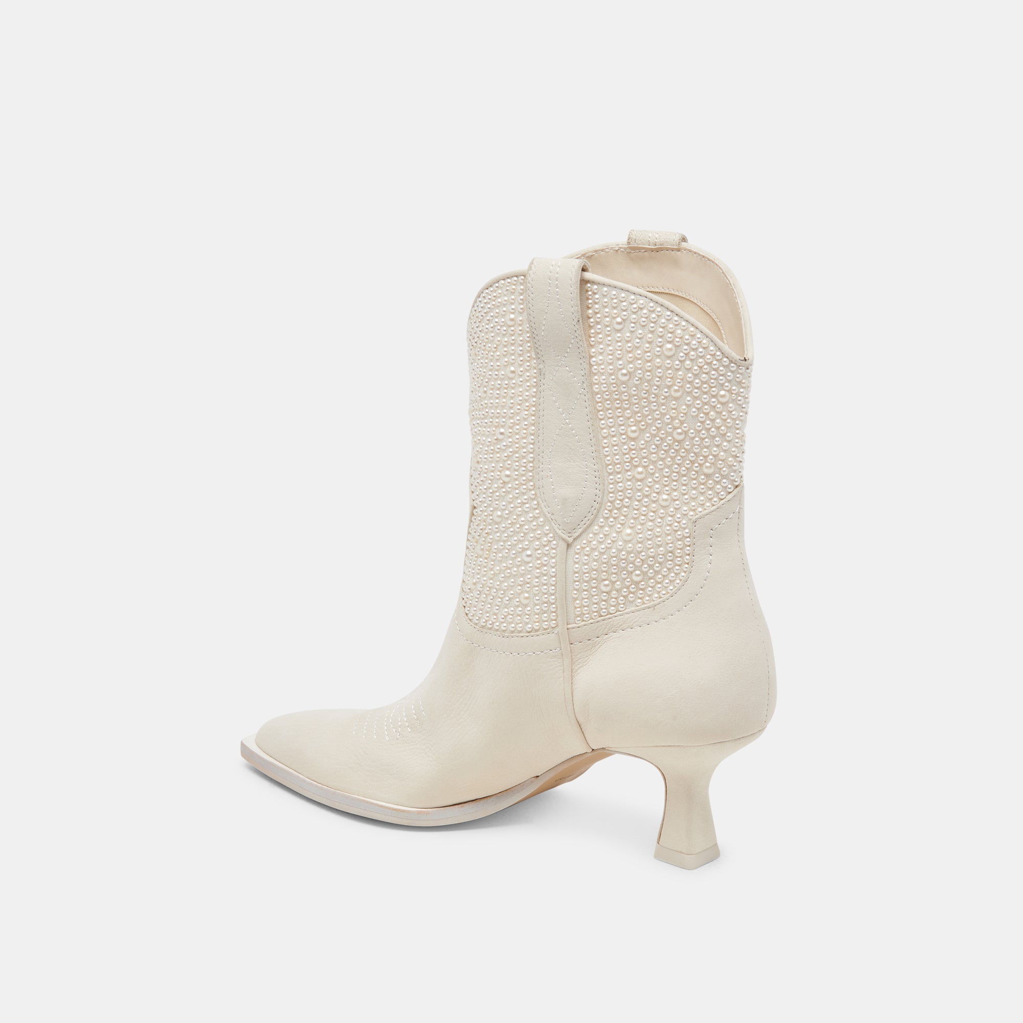 Angel Pearl Booties - Vanilla Pearl Embellished Women's Boots for Parties, Weddings & Evening Events