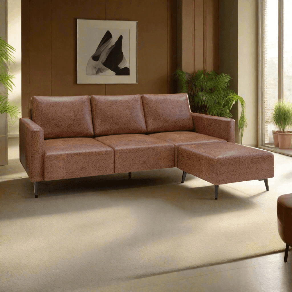 Holdun Faux Leather L-Shaped Sectional Sofa - Modern Corner Couch for Living Room, Lounge & Home Theater