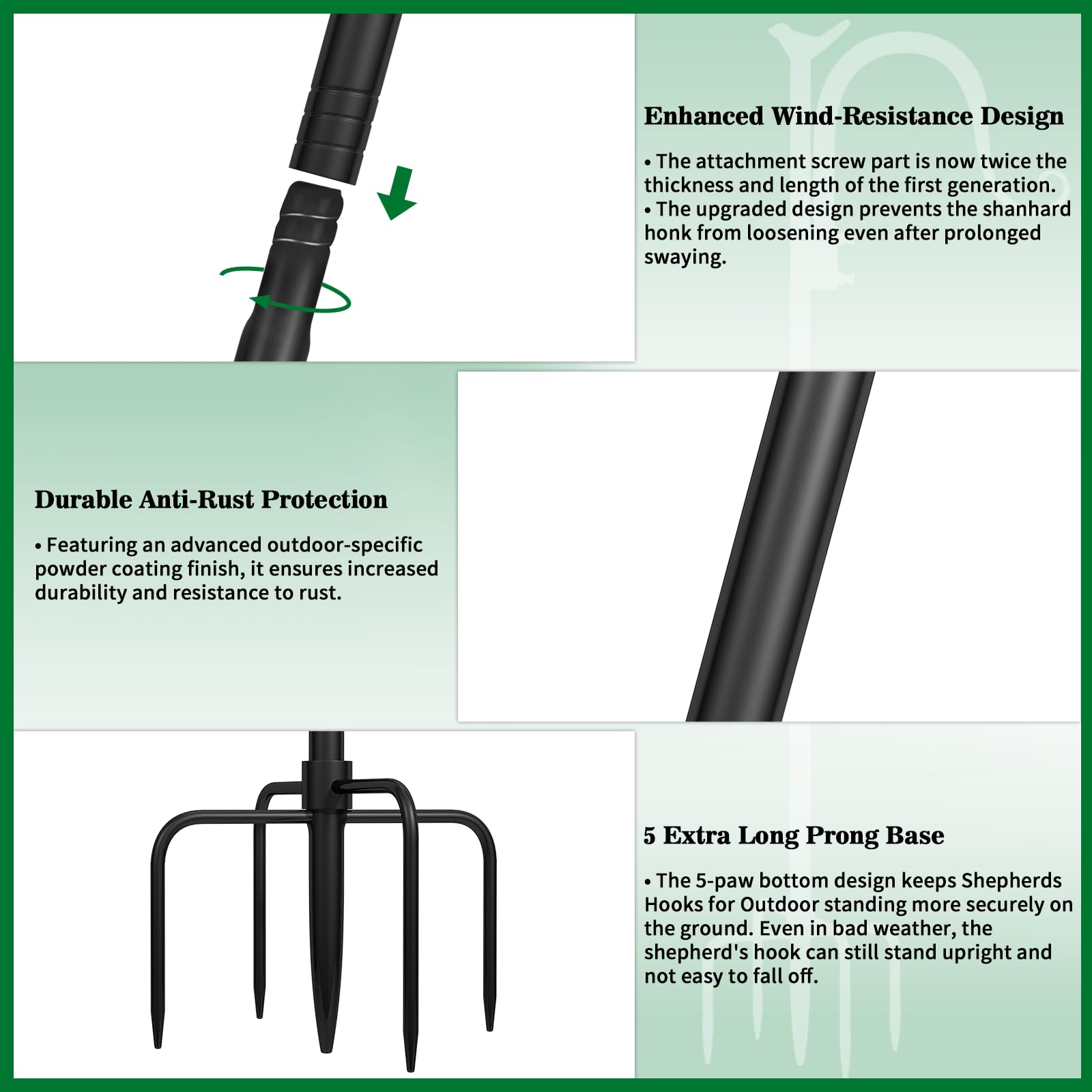 **80 Inch Heavy Duty Adjustable Shepherd Hooks (2 Pack) - Sturdy Outdoor Hooks for Bird Feeders, Hanging Plants, Solar Lights & Lanterns - Perfect for Garden, Patio & Wedding Decor**