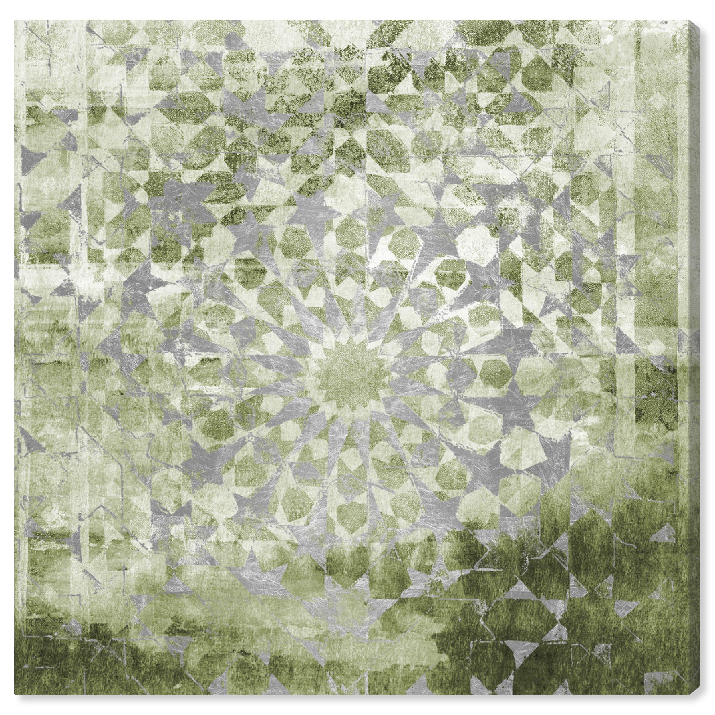 Olive Mandala Abstract Wall Art Canvas Print - 24x24 Inch Green & White Modern Home Decor - Perfect for Living Room, Bedroom & Office