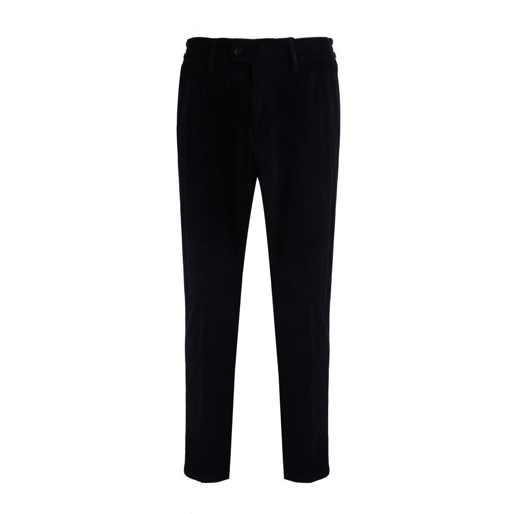FRADI Soft Corduroy Stretch Trousers for Women - Comfortable Navy Blue Pants with Elastic Waist - Perfect for Work, Casual Wear & Travel
