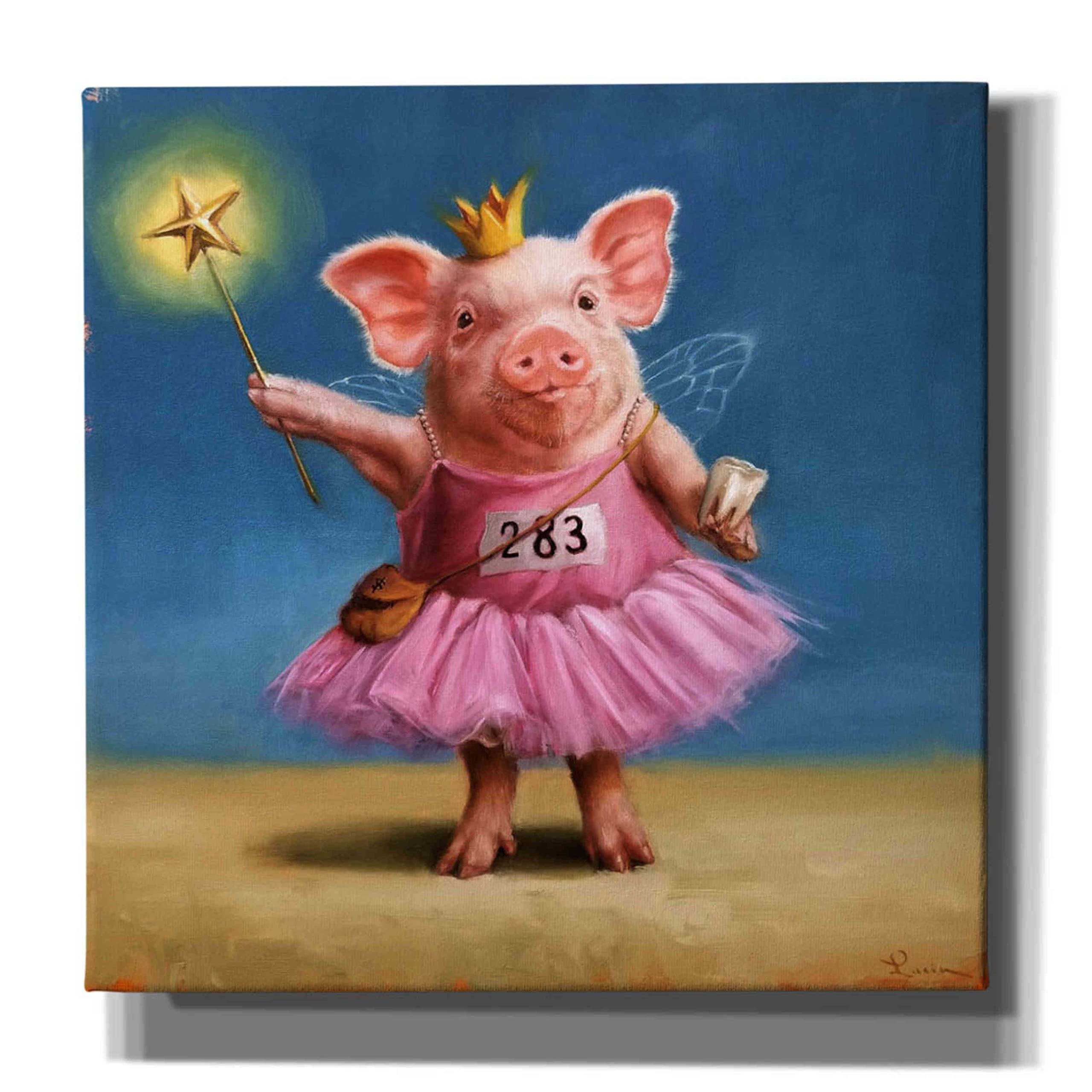 Lucia Heffernan 'Tooth Fairy' Canvas Wall Art - 26x26 Inch Modern Home Decor for Kids Room, Nursery & Playroom | Whimsical Graffiti Style Painting