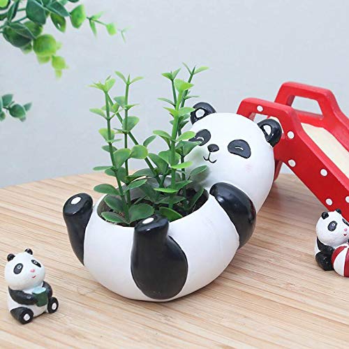 Adorable Panda Flower Pot - Small Resin Succulent Planter with Cute Animal Design - Perfect Desk Decor for Home & Office Plants