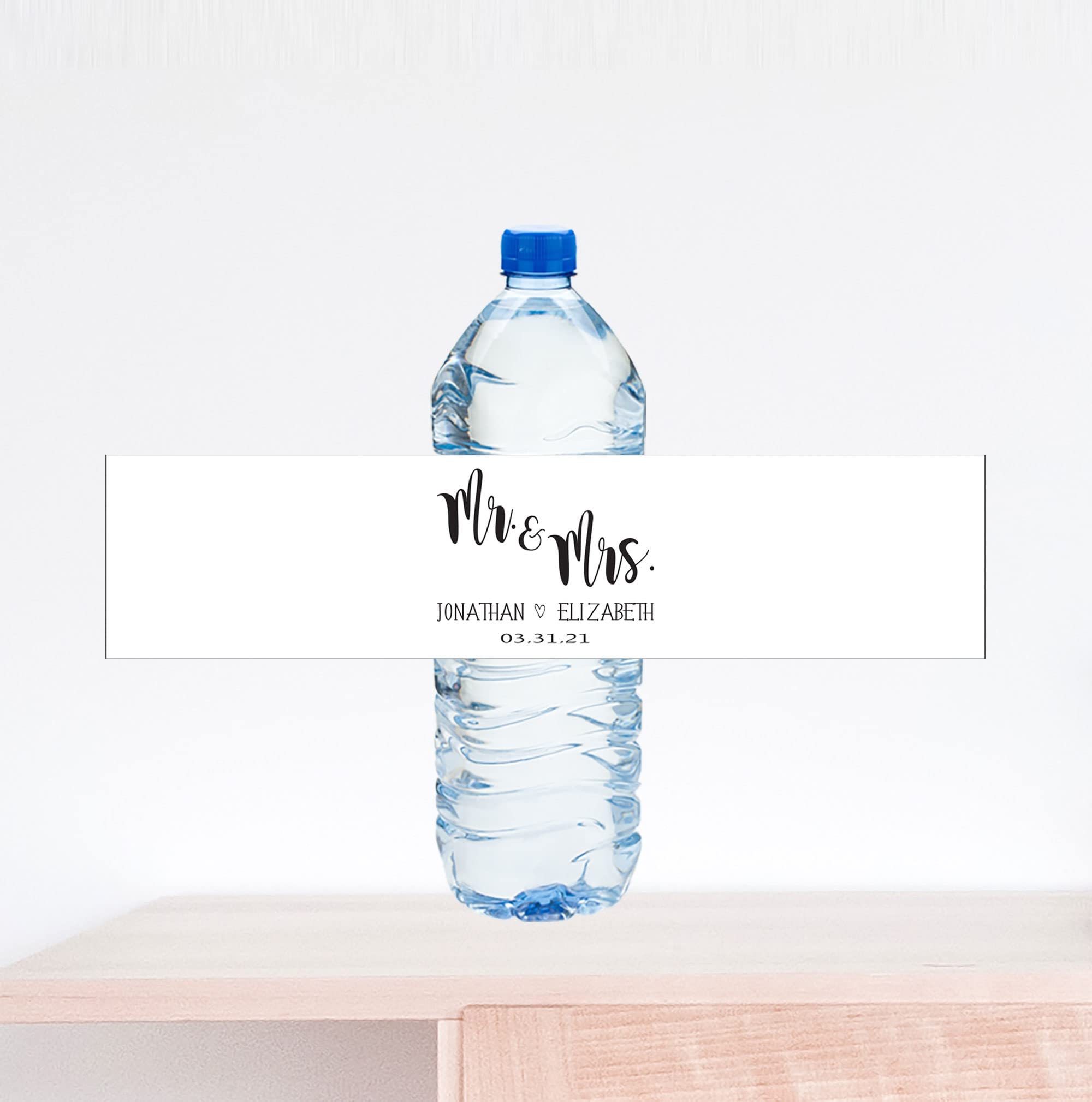 Mr & Mrs Personalized Water Bottle Labels - Custom Name Stickers for Wedding, Bridal Shower & Anniversary Gifts - Perfect for Couples, DIY Drink Markers & Party Favors