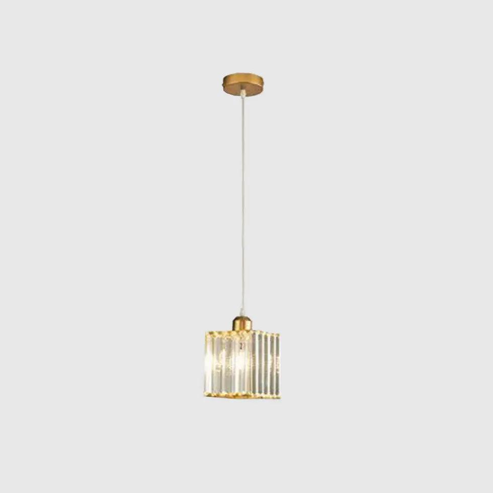 Clear Cylindrical Glass Pendant Light Fixture - Modern Hanging Lamp for Kitchen Island, Dining Room & Bedroom Lighting Decor