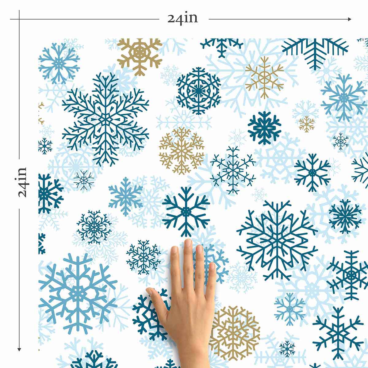 Blue Snowflake Peel and Stick Removable Wallpaper - Self-Adhesive Decorative Vinyl for Bedroom, Nursery & Holiday Decor