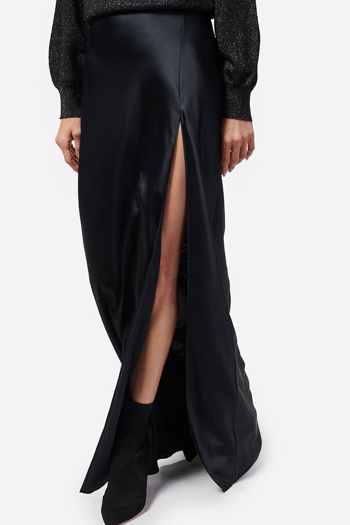 Cami NYC Slit Skirt for Women - High Waist Black Midi Skirt | Elegant & Sexy Side Slit Design | Perfect for Night Out, Party, and Date Night