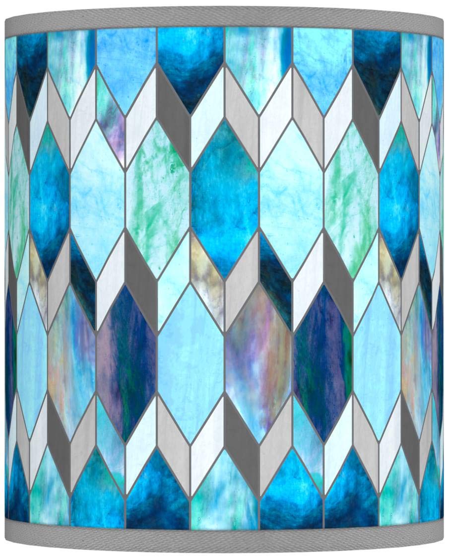 Vintage Blue Tiffany-Style Drum Lamp Shade - 10