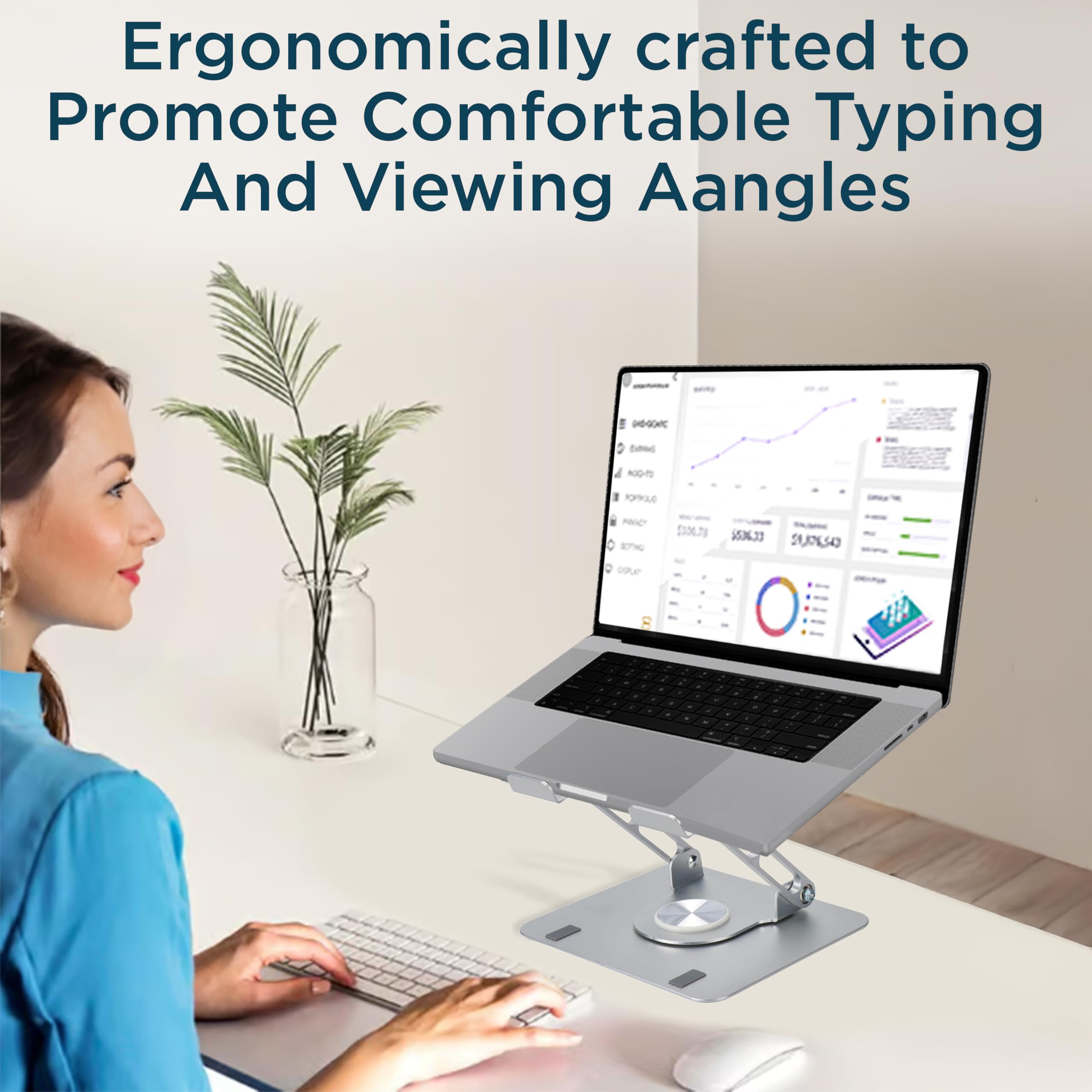 Ergonomic Adjustable Laptop Stand with 360° Rotation - Portable Swivel Computer & iPad Holder for Home Office - Perfect for Work, Study, and Video Calls