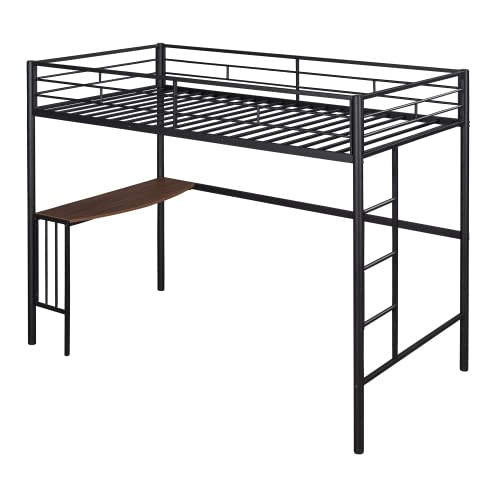 Twin Size Loft Bed with Desk & Storage Shelves - Sturdy Metal Frame, No Box Spring Needed - Perfect for Small Spaces, Dorm Rooms & Kids Bedrooms
