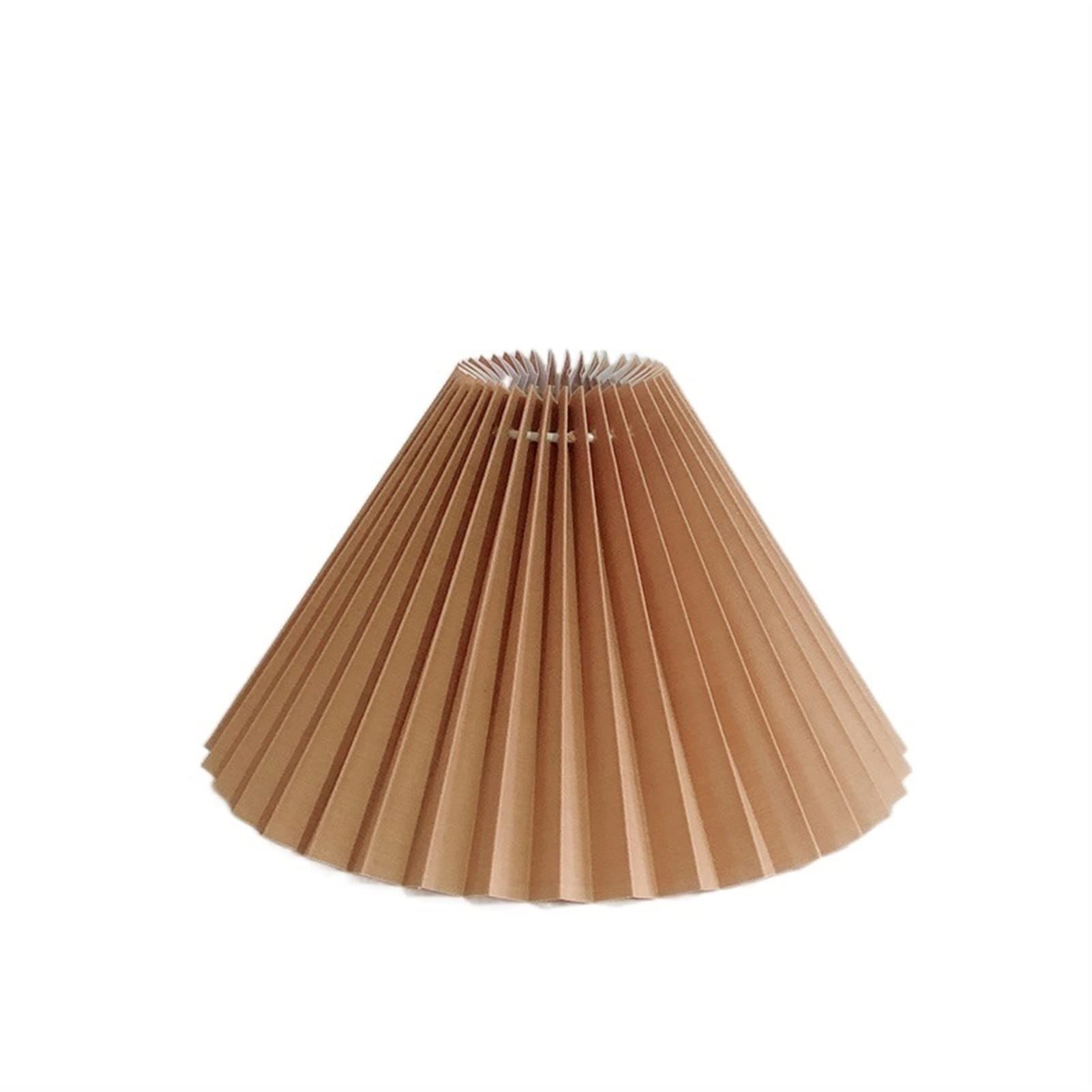 Japanese Style Pleated Fabric Lampshade - E27 Base Table & Floor Lamp Shade in Khaki | Perfect for Bedroom, Living Room & Office Decor
