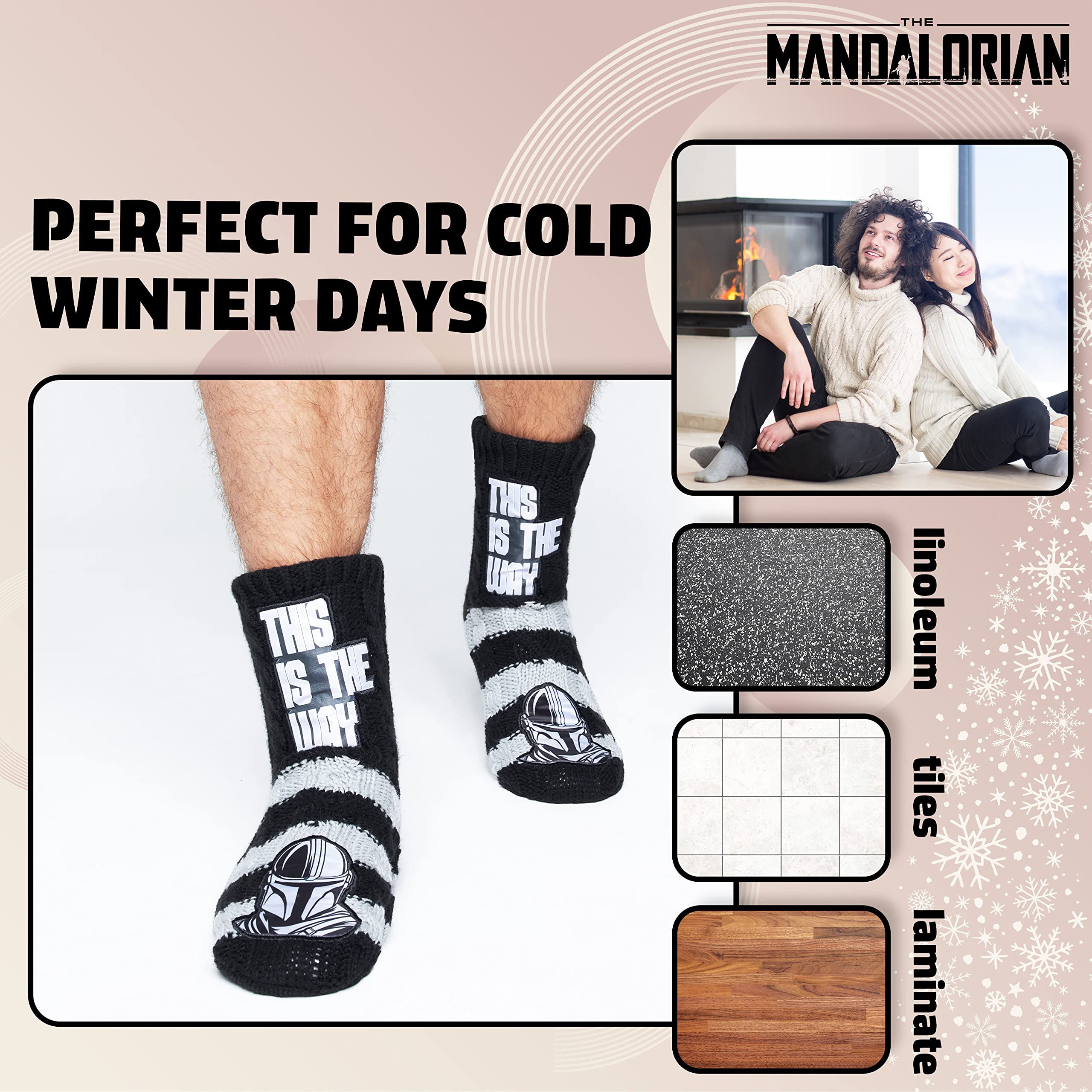 **Mandalorian Fluffy Socks for Men - Baby Yoda Knit Winter Socks - Warm & Cozy Star Wars Gift for Fans - Perfect for Christmas, Lounge Wear & Cosplay**