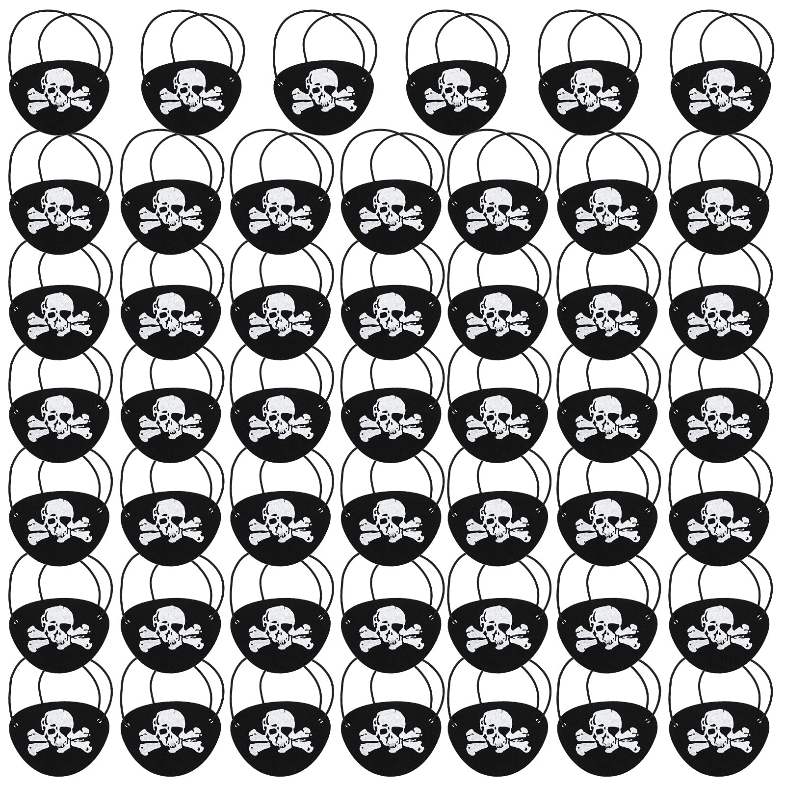48Pcs Black Felt Pirate Eye Patches - Halloween Captain Eyepatch, Skull Cosplay Accessories for Pirate Theme Parties, Halloween & Christmas Costumes - Perfect for Dress-Up, Role Play & Themed Events