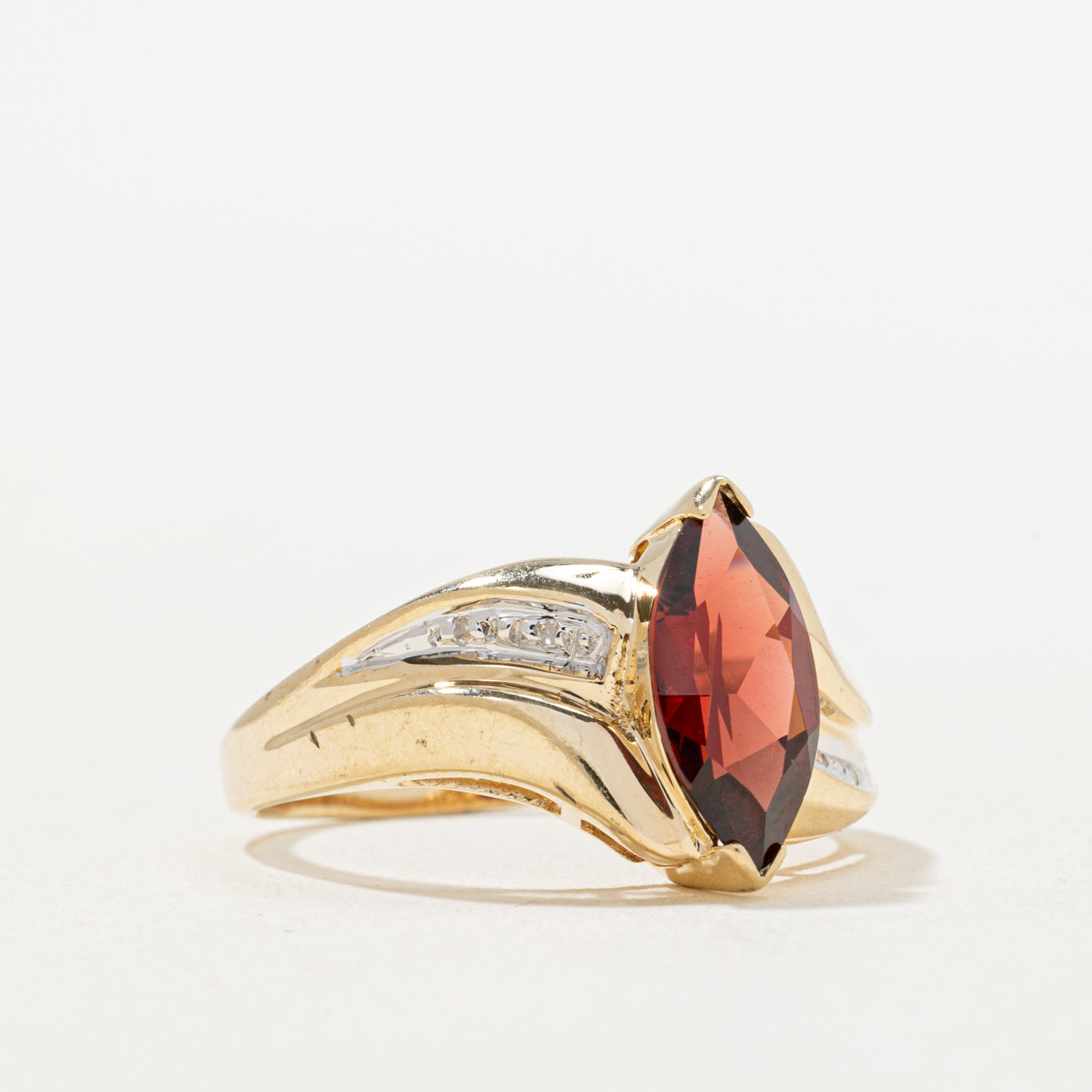 1.70ct Marquise Cut Garnet & Diamond Ring for Women | 0.02ctw Genuine Gemstone Jewelry | Size 8 | Elegant Gift for Anniversary, Valentine's Day & Special Occasions
