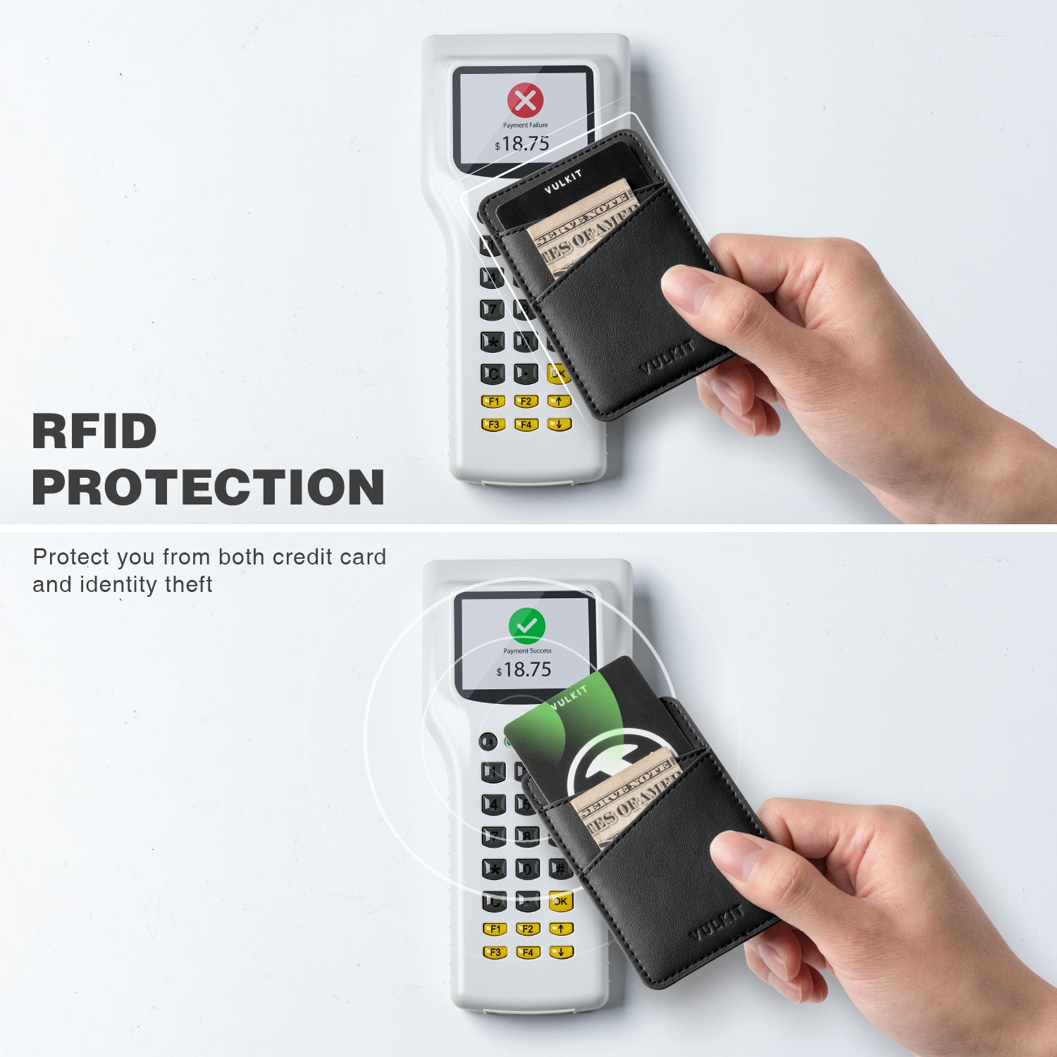 VPA101 Slim Leather Adhesive Phone Card Holder - RFID Blocking Wallet for Credit Cards & IDs - Perfect for Travel, Work, and Everyday Use
