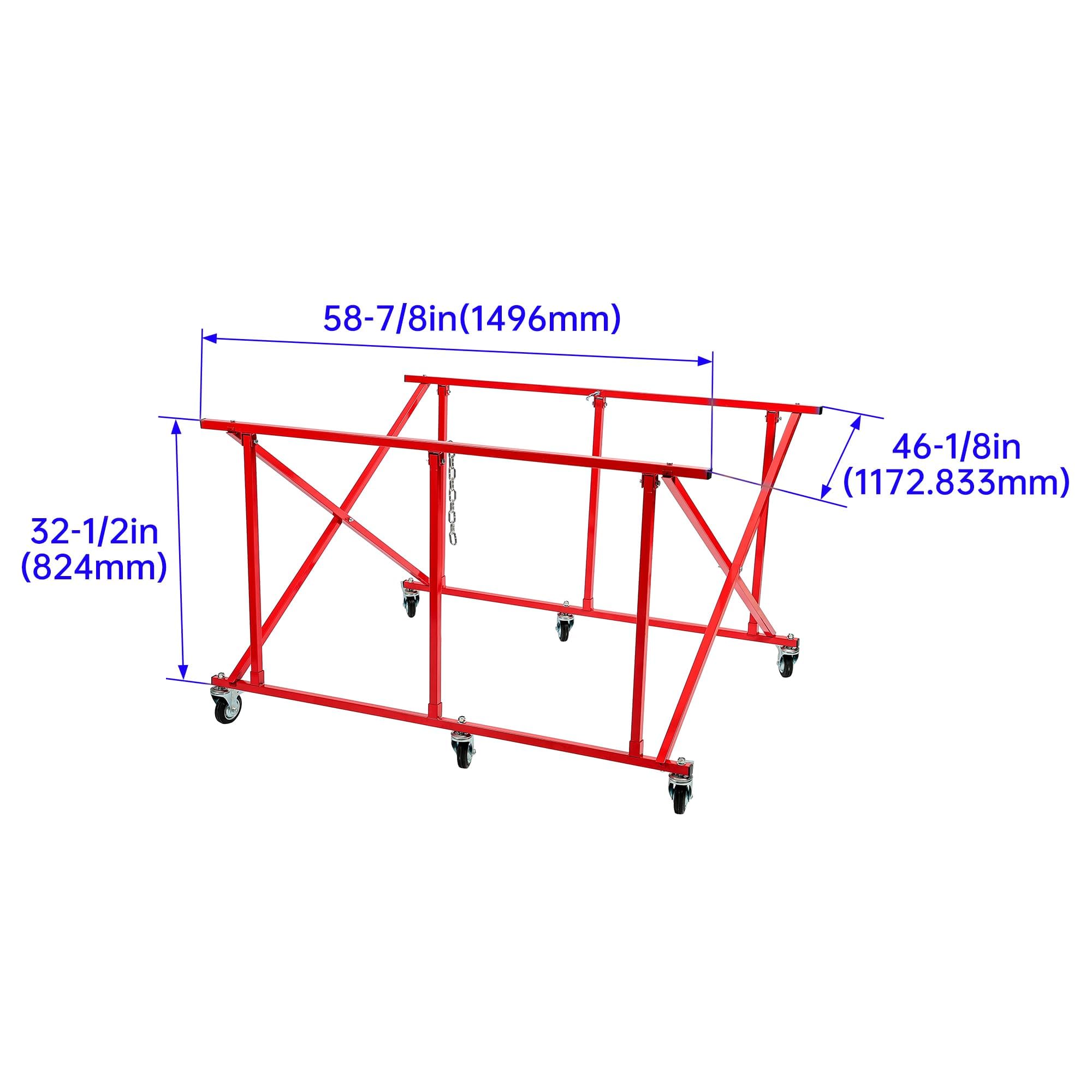 HECASA 800 lbs Folding Pick Up Bed Dolly - Heavy Duty Truck Bed Cart Lifter for Auto Body Work | Powder Coated Red | Perfect for Moving Large Items, Automotive Repairs & Workshop Use