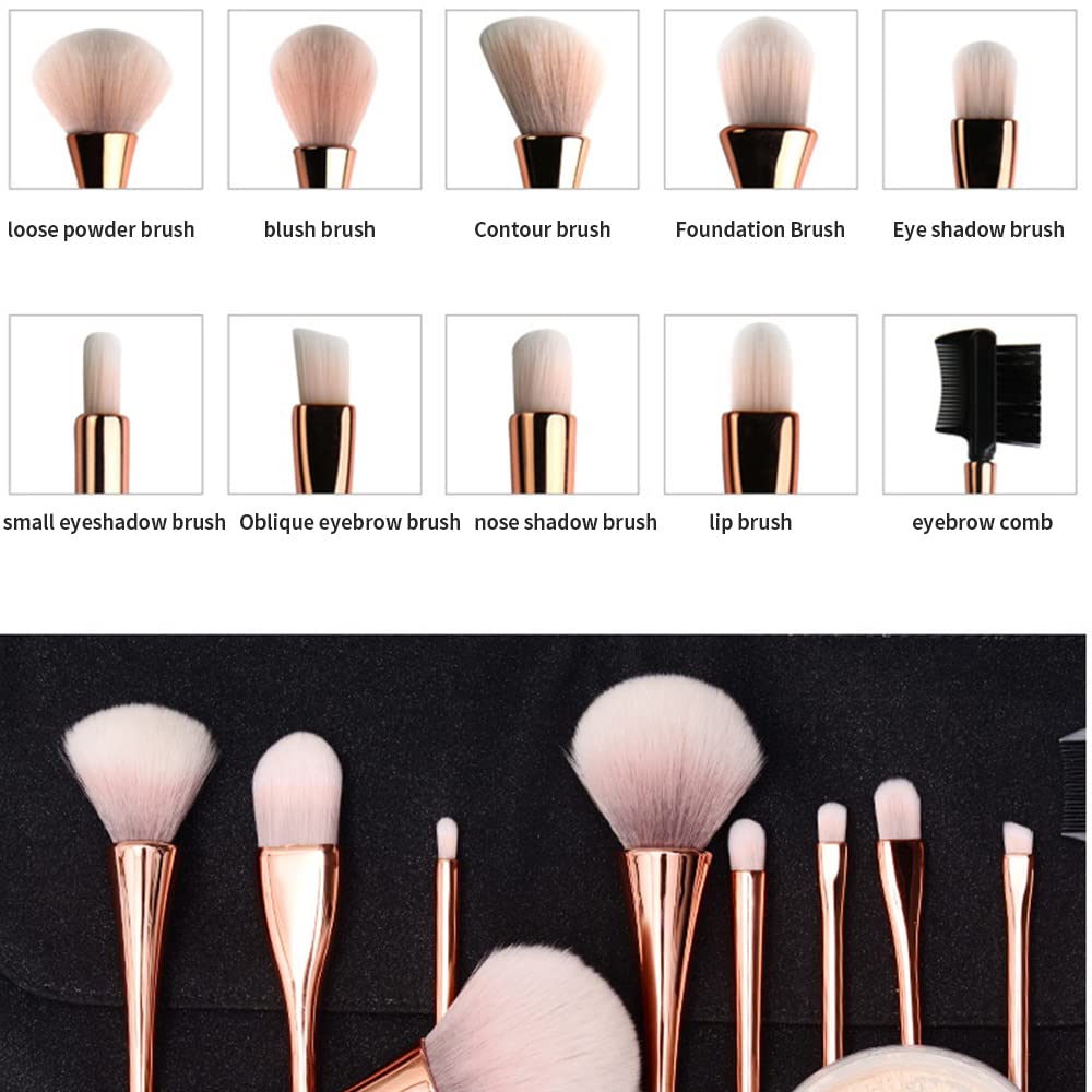 10pcs Synthetic Makeup Brush Set - Foundation, Blush & Eyeshadow for Flawless Beauty