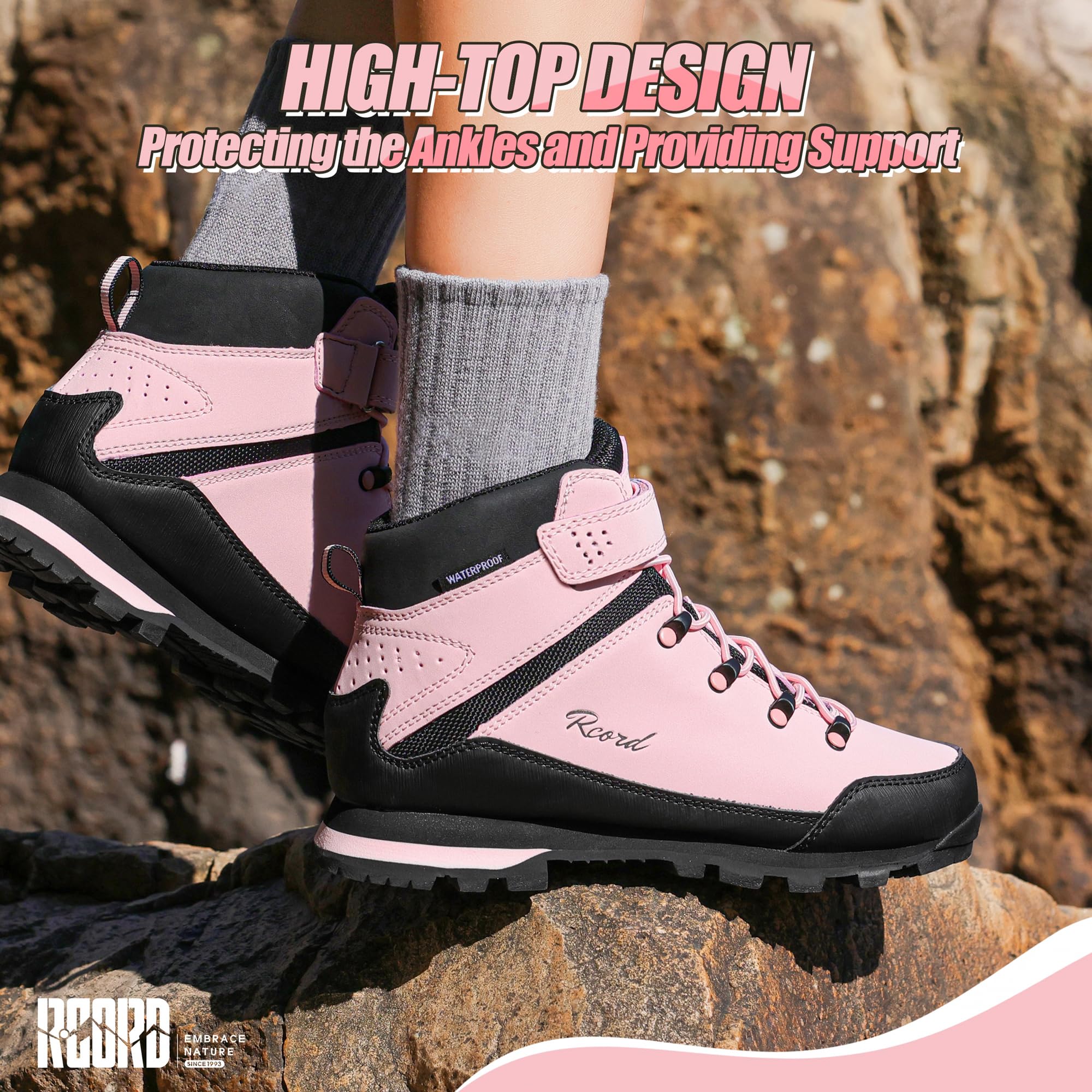 Waterproof Kids Hiking Boots for Boys & Girls - Durable TPR Traction Outsole, Anti-Skid Design with Hook & Loop Closure - Perfect for Outdoor Adventures, Trail Hiking, and Camping