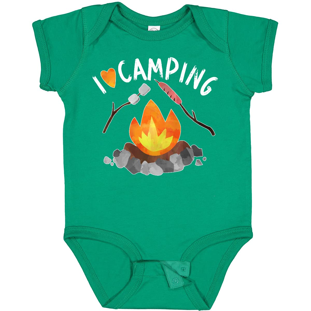 Inktastic I Love Camping Baby Bodysuit - Cute Campfire, Hot Dog & Marshmallows Design - Perfect for Outdoor Adventures & Family Camping Trips