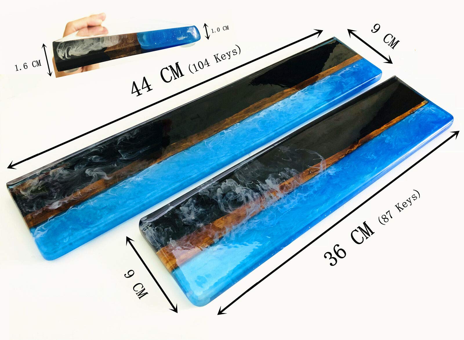 Handmade Artisan Wood Resin Keyboard Wrist Rest Pad - Ergonomic Palm Support for 87/104/108 Key Mechanical Keyboards (44cm for 104/108 Keys) - Perfect for Gaming, Typing & Office Work