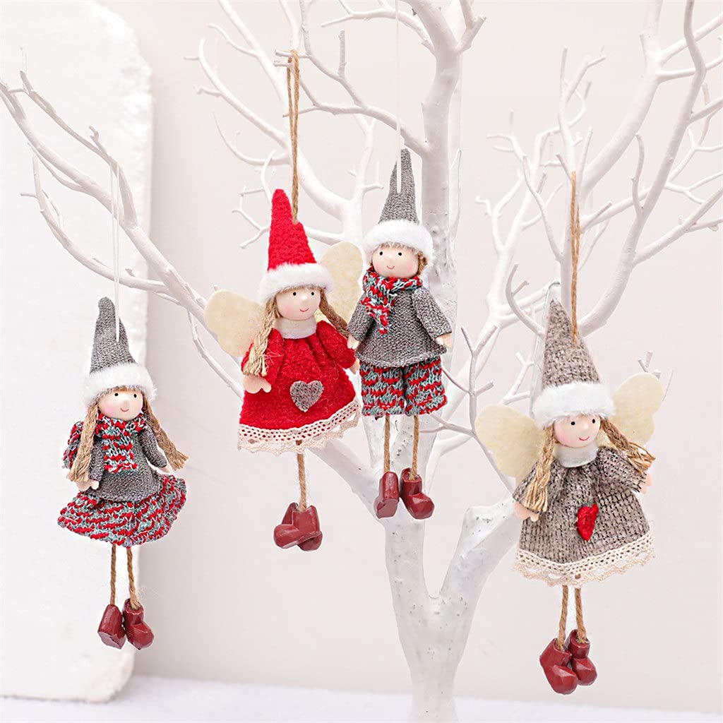 WZADE 4Pcs Christmas Tree Decorations - Handmade Angel Doll Ornaments for Xmas & New Year (Gold/White) - Perfect for Holiday Home Decor, Gift Giving & Festive Party Decoration