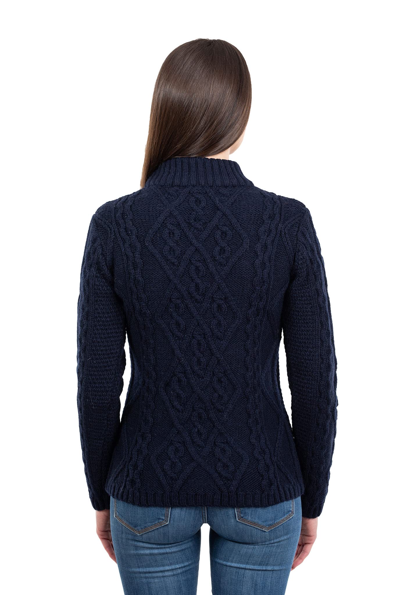 SAOL Women's Irish Cable Knit Wool Sweater - Warm Winter Pullover for Casual Outfits & Cozy Home Wear