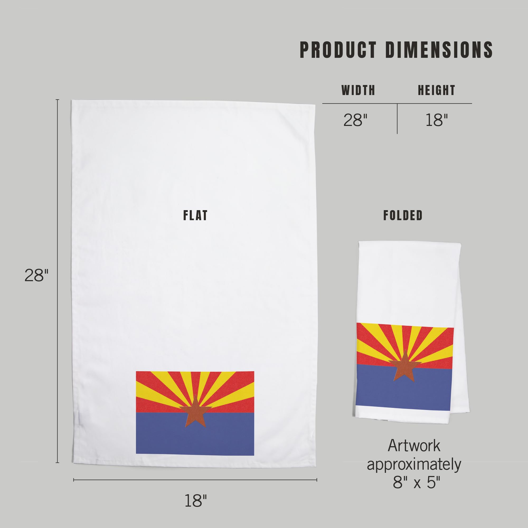 Arizona State Flag Letterpress Tea Towel - 100% Cotton Decorative Hand Towel for Kitchen, Home, and Gifts | Perfect for Dish Drying, Decor, and Housewarming Presents
