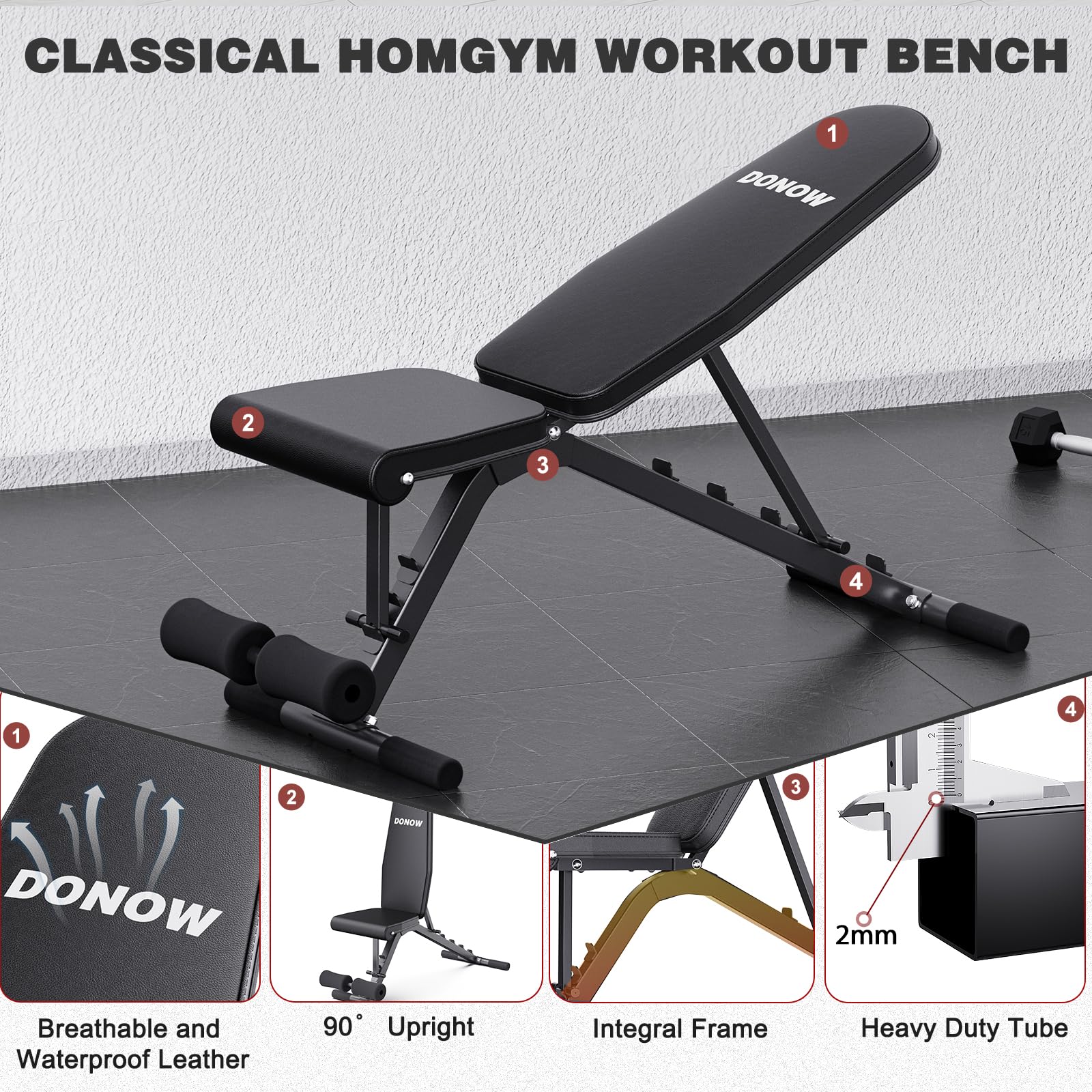 Adjustable Olympic Weight Bench with Squat Rack - Heavy Duty Workout Bench for Strength Training, Bench Press & Home Gym - Perfect for Home Workouts, Weightlifting & Full-Body Exercises