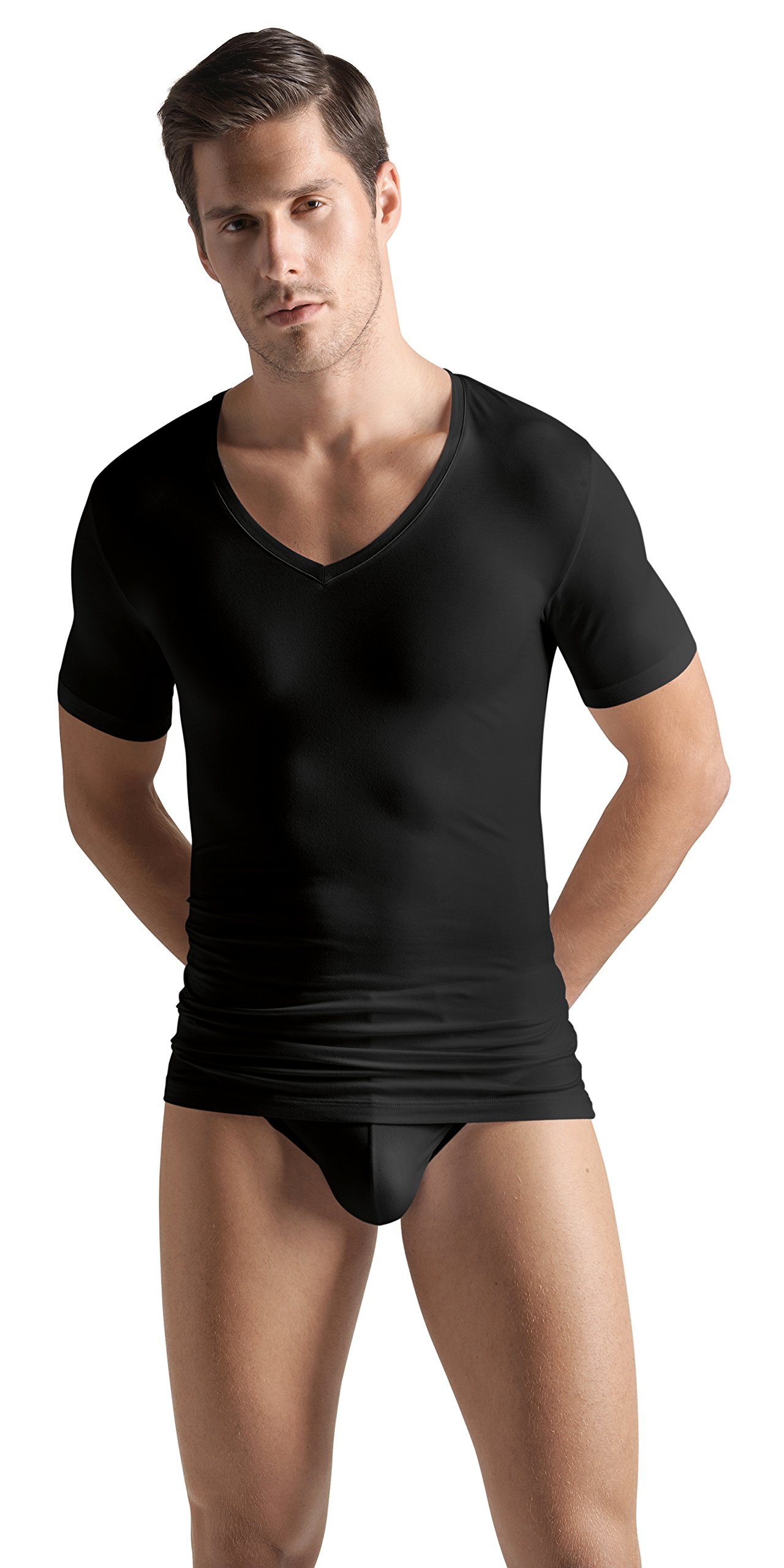 Hanro Men's Premium Cotton V-Neck T-Shirt - Soft Breathable Undershirt for Casual Wear & Layering
