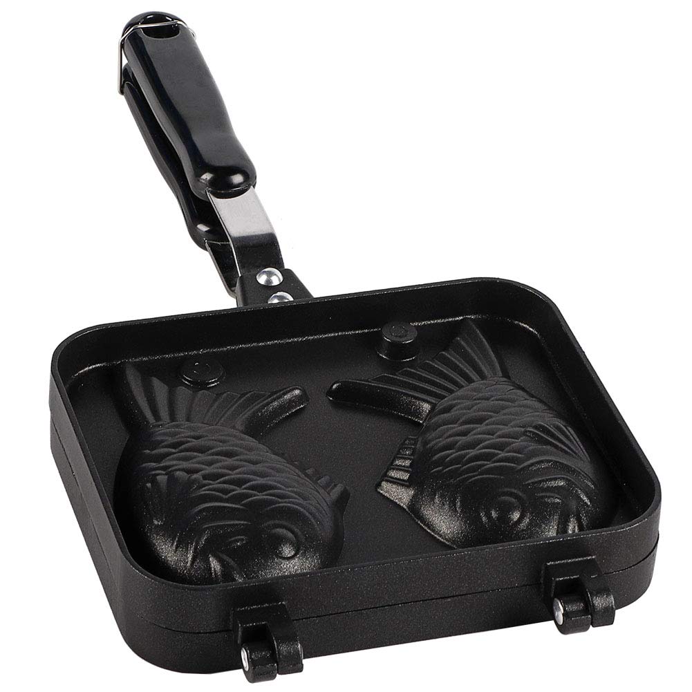 Non-Stick Fish-Shaped Cake Pan - 2-Sided Stainless Steel Waffle Maker with Long Handle - Perfect for Baking Fish Cakes, Waffles & Pancakes - Ideal for Birthday Parties, Kids Snacks & Breakfast